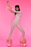 Pink Is My New Obsession Faux Fur Catsuit