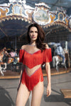 Thelma and Louise Red Fringed Bodysuit Dress
