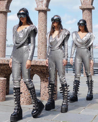 Lemuria 007 Sequined Silver Catsuit by Dani Watanabe