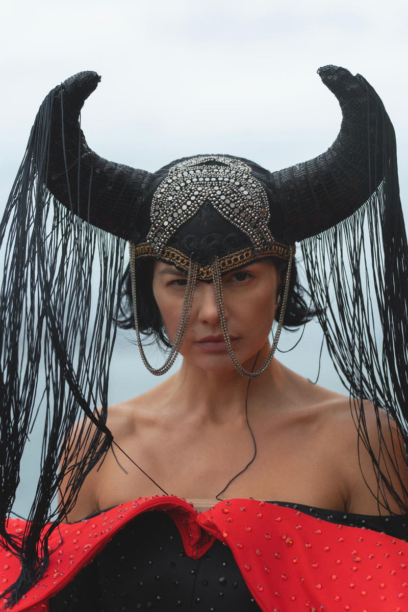 Taurus Horns Zodiac Black Headpiece