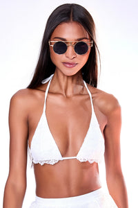 Cloud Nine HARMONIA X KIKIRIKI White Lace Bikini Top