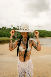 Sea Star Fringed Silver Hat