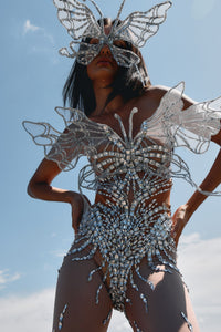 Libra silver diamond butterfly bodysuit, zodiac Halloween costume, HARMONIA NY