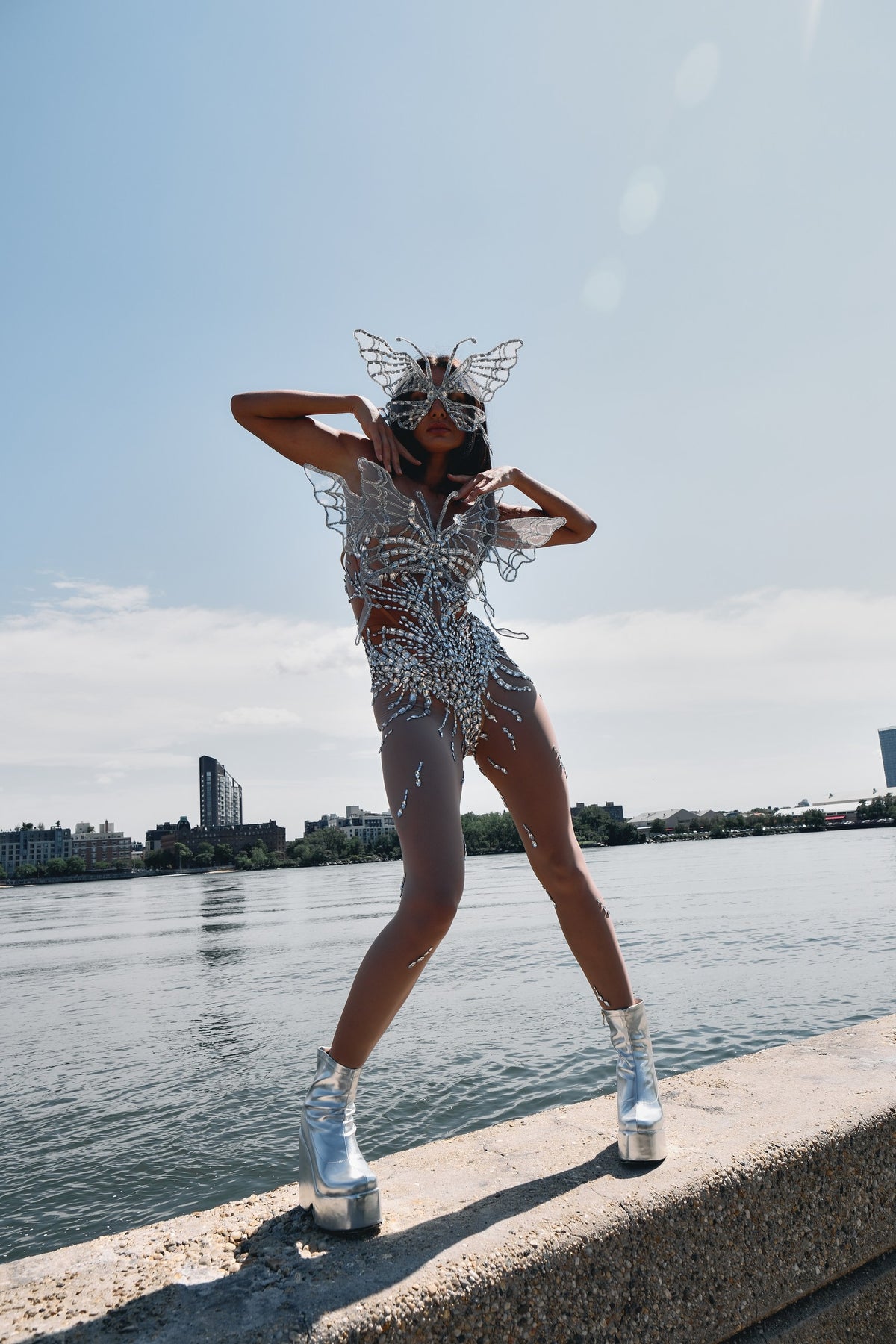 Libra II Silver Diamond Butterfly Bodysuit