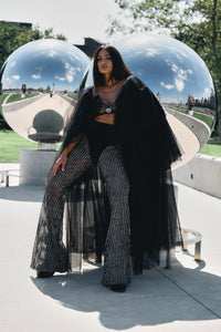 Taurus black and silver top and pants set, zodiac Halloween costume, HARMONIA NY