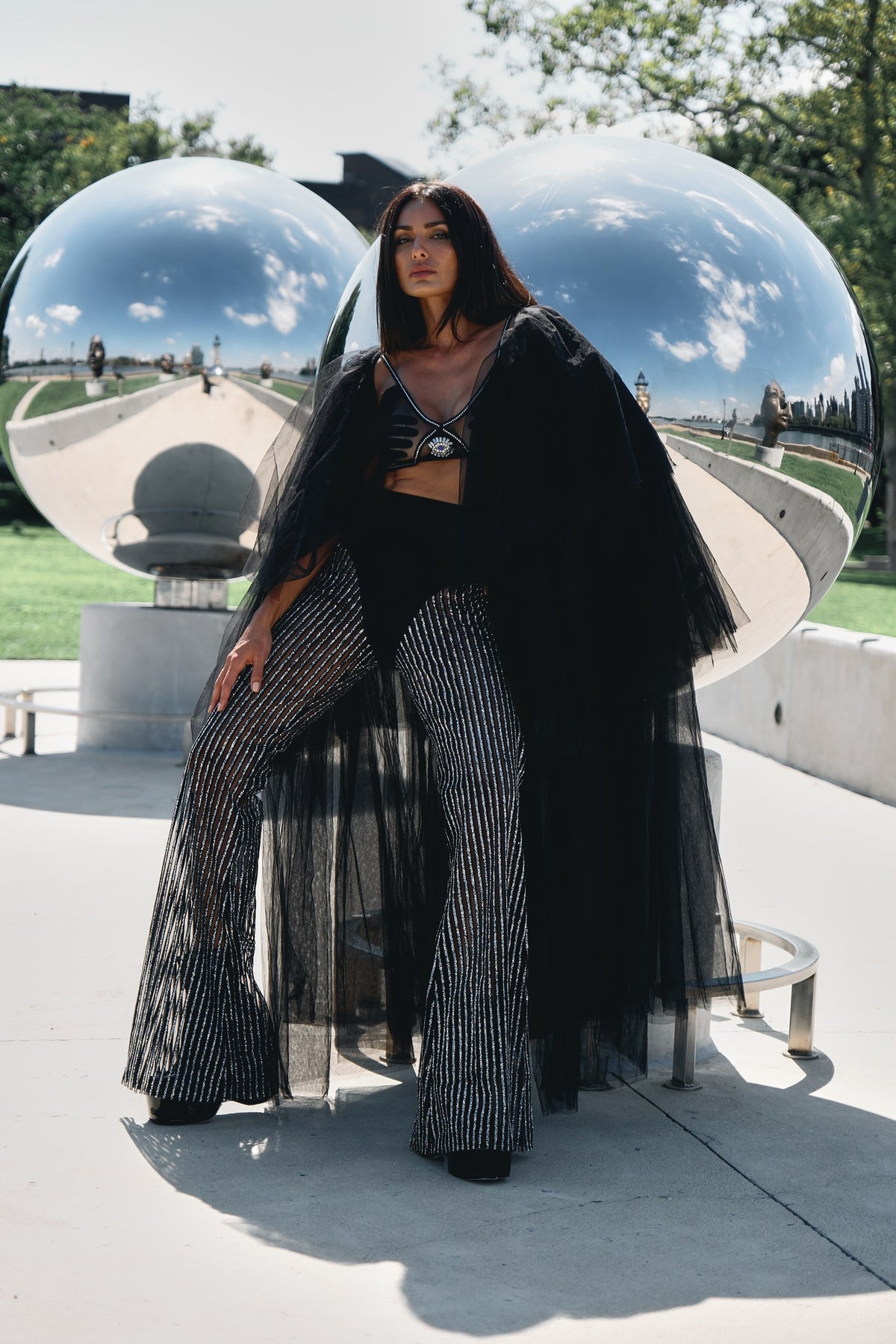 Taurus black and silver top and pants set, zodiac Halloween costume, HARMONIA NY