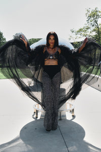 Taurus black tulle cape, zodiac Halloween costume, HARMONIA NY