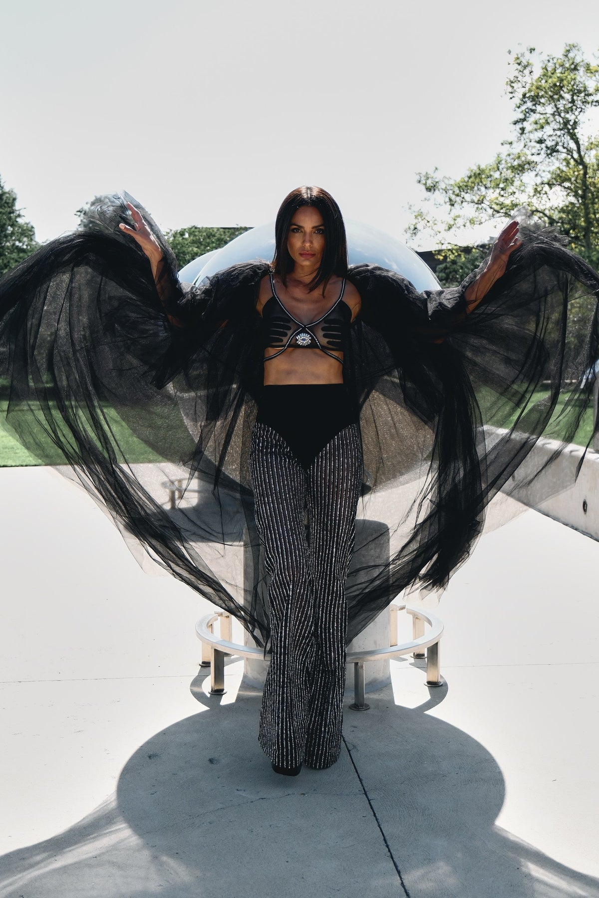 Taurus black tulle cape, zodiac Halloween costume, HARMONIA NY