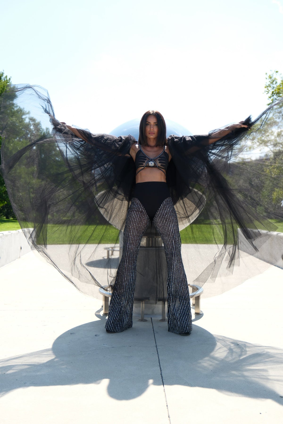 Taurus black tulle cape, zodiac Halloween costume, HARMONIA NY