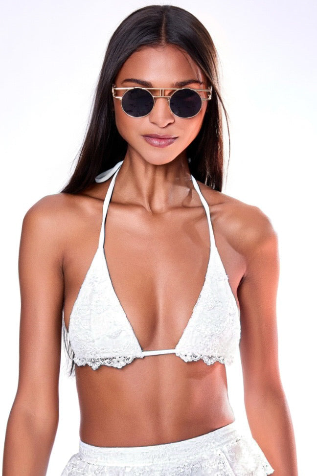 Cloud Nine HARMONIA X KIKIRIKI White Lace Bikini Top