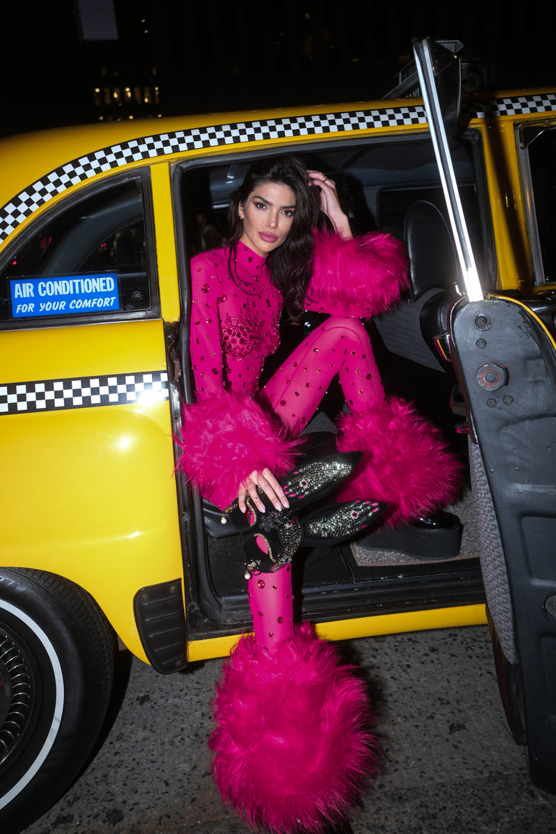 Pink on Pink Faux Fur Catsuit