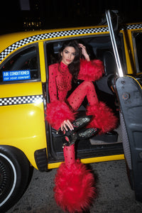 Scarlett Vixen Red Faux Fur Catsuit