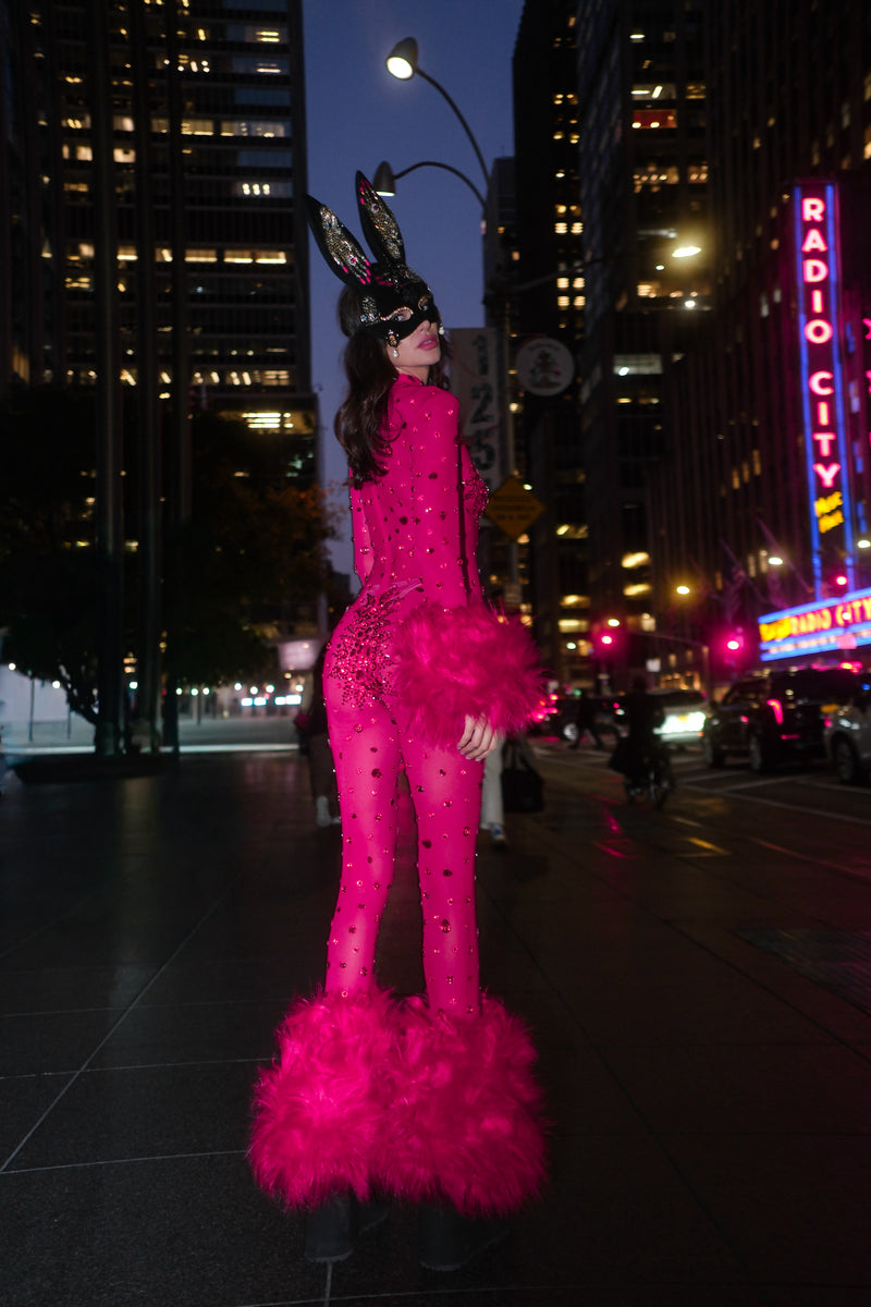 Pink on Pink Faux Fur Catsuit