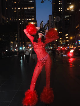 Scarlett Vixen Red Faux Fur Catsuit