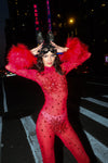 Scarlett Vixen Red Faux Fur Catsuit