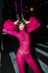 Pink on Pink Faux Fur Catsuit