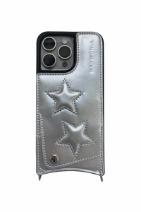 HARMONIA NY Stars Silver Crossbody Phone Case and Wallet - Compatible with iPhone 15 Pro Max