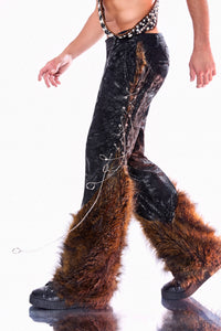 Unhinged Black Fur and Chains Pants