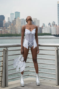 Celestial Couture Bodysuit and Rhinestones Mask Set