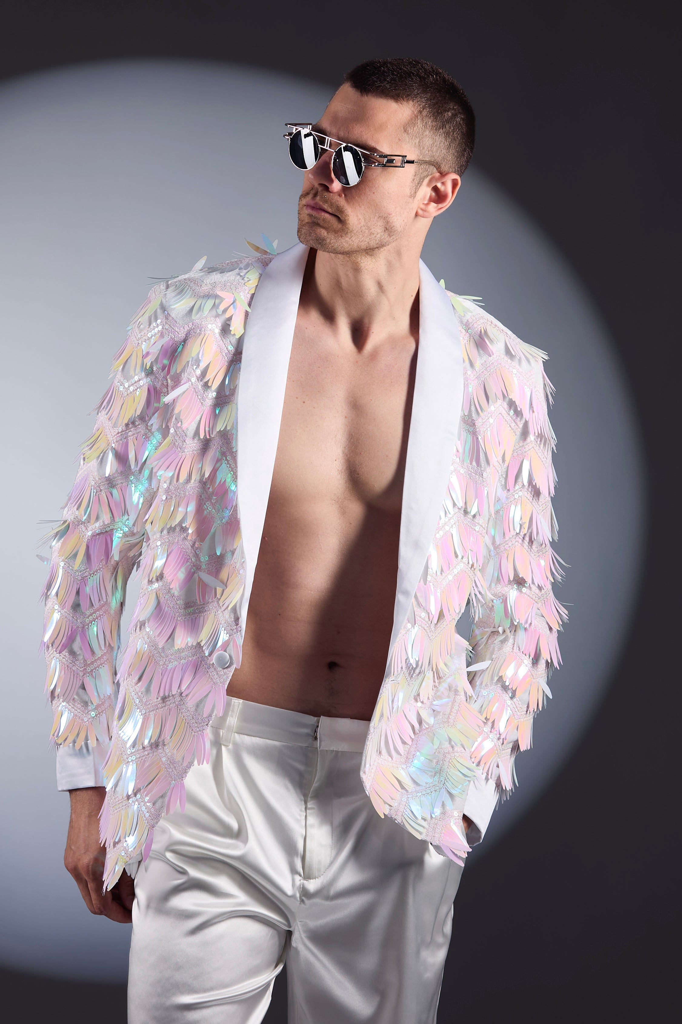 Astro Man White Sequin Jacket - Main Image