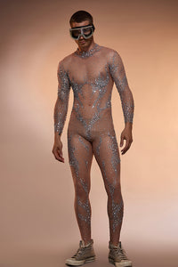 Aegir Rhinestones Men Catsuit