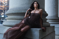Earthlings Brown Flowy Tulle Dress