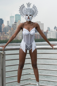 Celestial Couture Bodysuit and Rhinestones Mask Set