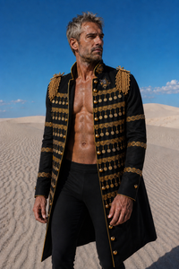 A Step Further Black Military Long Jacket