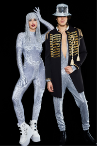 Riveting Silver Catsuit