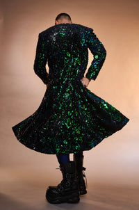 Viridian Emerald Long Sequined Jacket