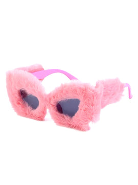 Dancing With Myself Cat Eye Pink Fur Sunglasses