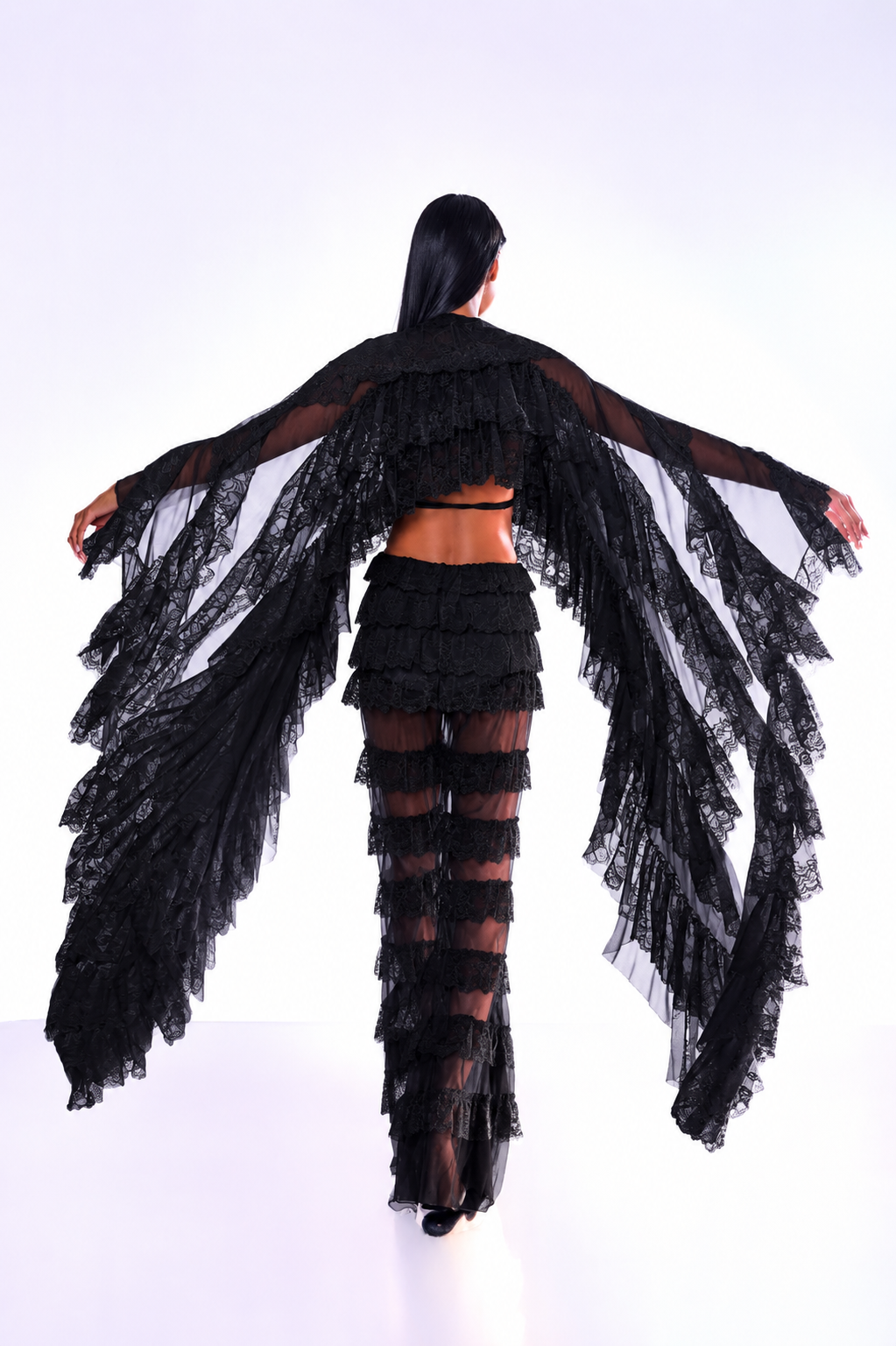 Angels After Dark Kimono HARMONIA X KIKIRIKI Black Lace Kimono