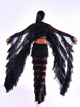 Angels After Dark Kimono HARMONIA X KIKIRIKI Black Lace Kimono