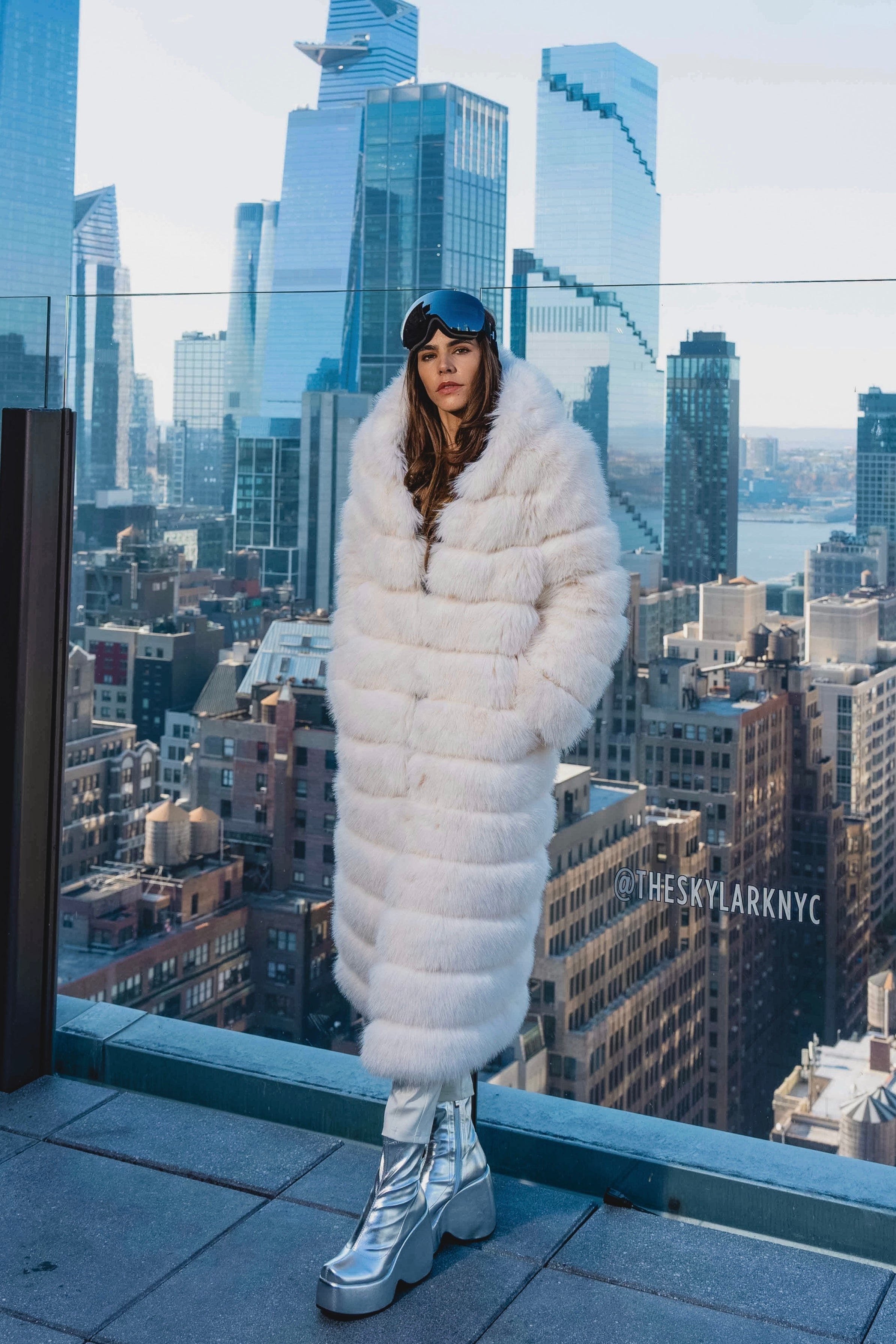 Crème de la Crème Extra Long Hooded Faux Fur Coat by Dani Watanabe