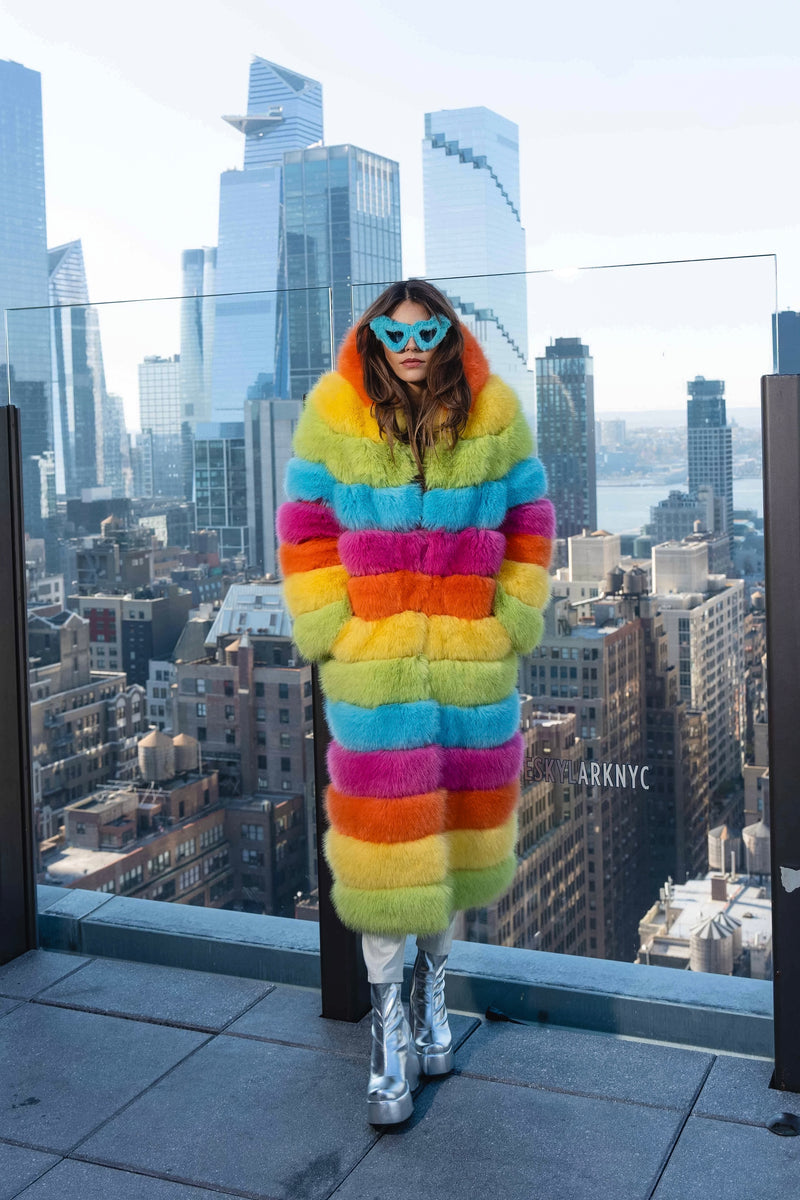 Over The Rainbow Faux Fur Coat