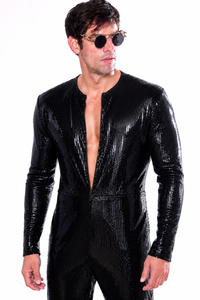 Lemuria 008 Men's Black Sequined Catsuit by Dani Watanabe