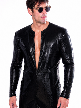 Lemuria 008 Men's Black Sequined Catsuit by Dani Watanabe