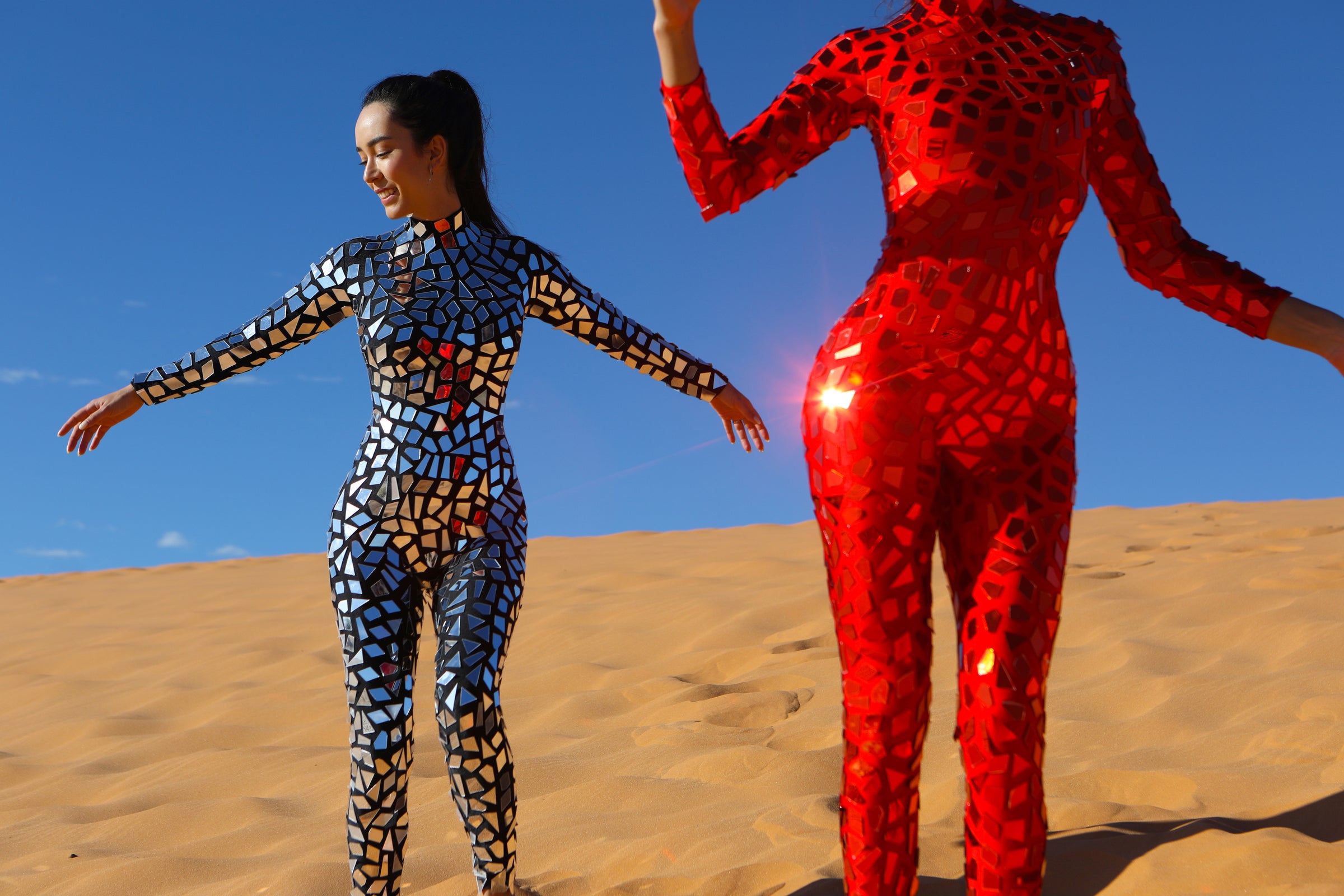 Crack The Code Red Mirrored Catsuit