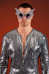Bat Crazy Silver Glitter Purple Lens  Sunglasses