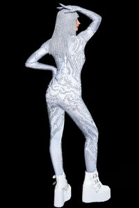 Riveting Silver Catsuit