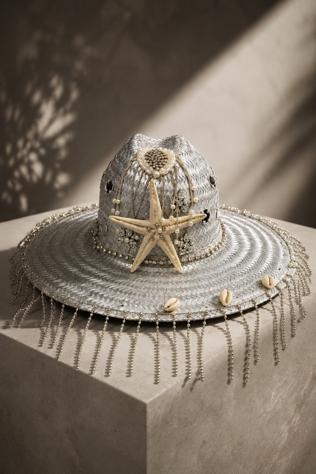 Sea Star Fringed Silver Hat