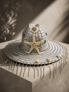 Sea Star Fringed Silver Hat