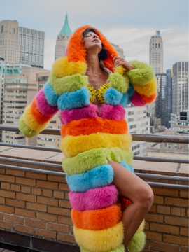 Over The Rainbow Faux Fur Coat by Dani Watanabe