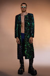 Viridian Emerald Long Sequined Jacket