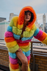 Over The Rainbow Faux Fur Coat