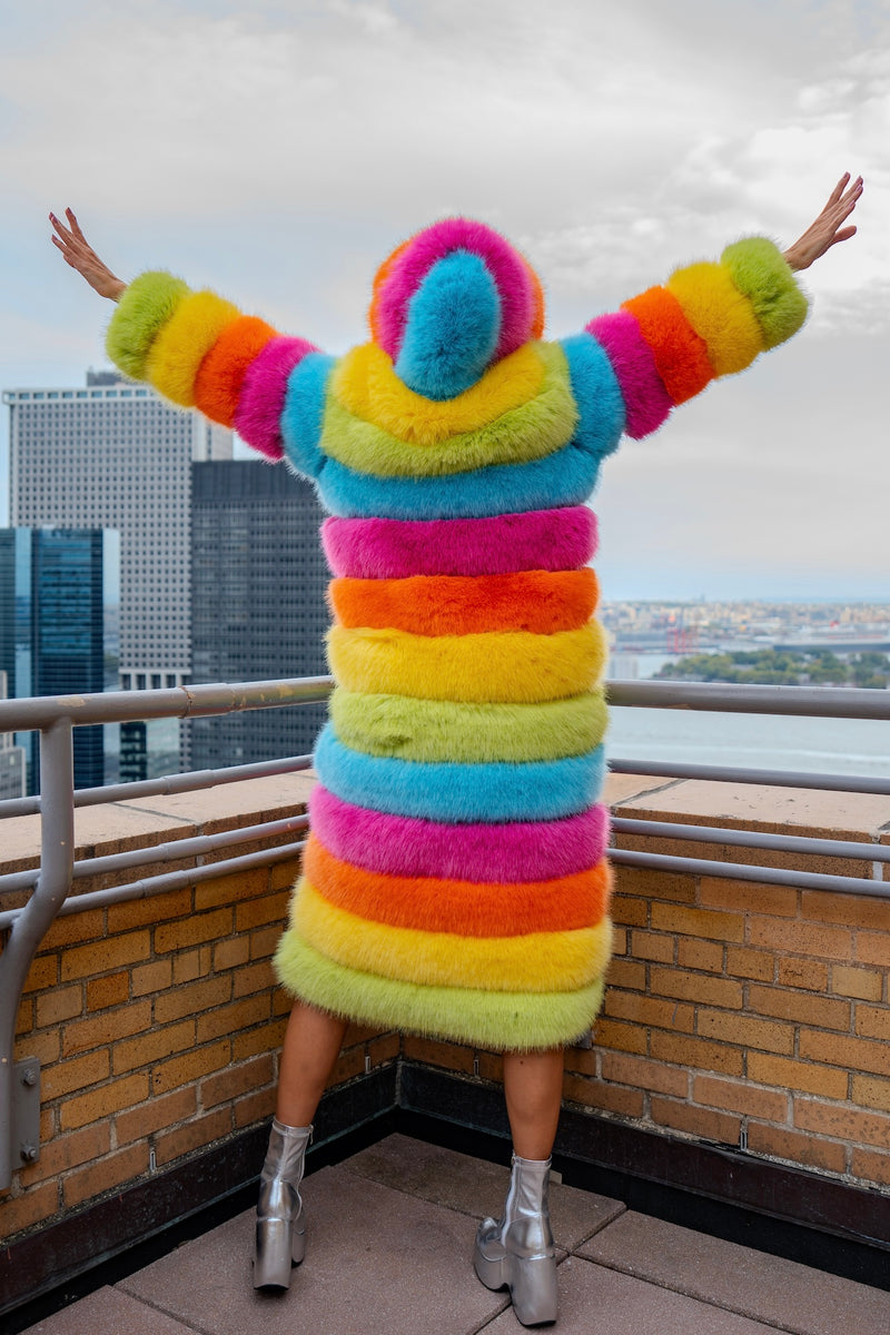 Over The Rainbow Faux Fur Coat