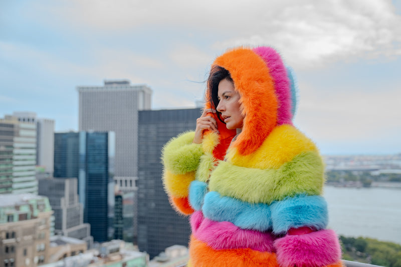 Over The Rainbow Faux Fur Coat