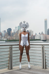 Celestial Couture Bodysuit and Rhinestones Mask Set