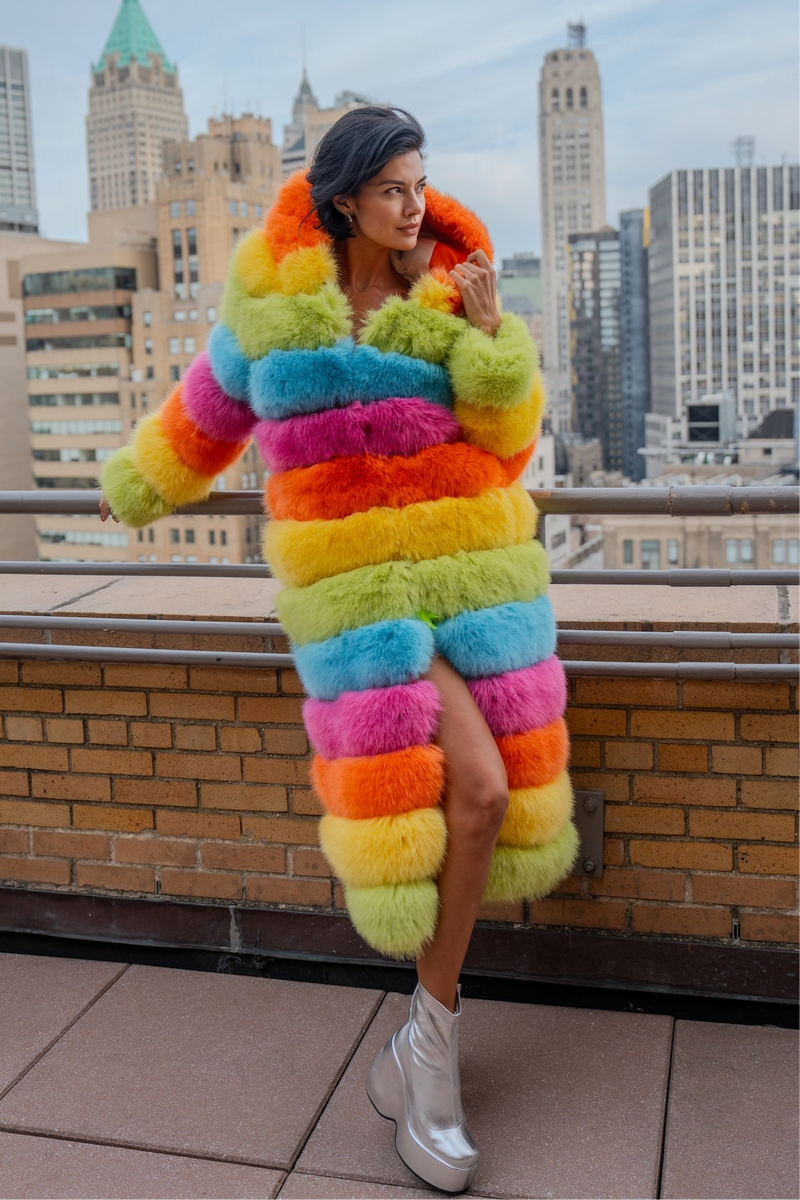 Over The Rainbow Faux Fur Coat