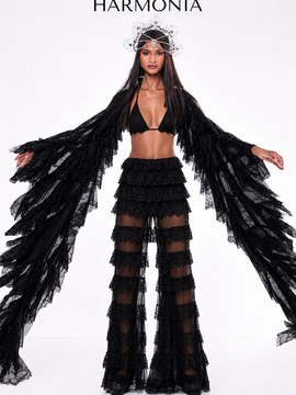 Angels After Dark Kimono HARMONIA X KIKIRIKI Black Lace Kimono